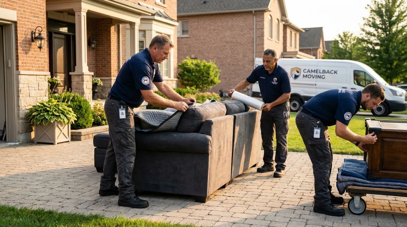 Large estate moving crew wrapping furniture in Boone, IA